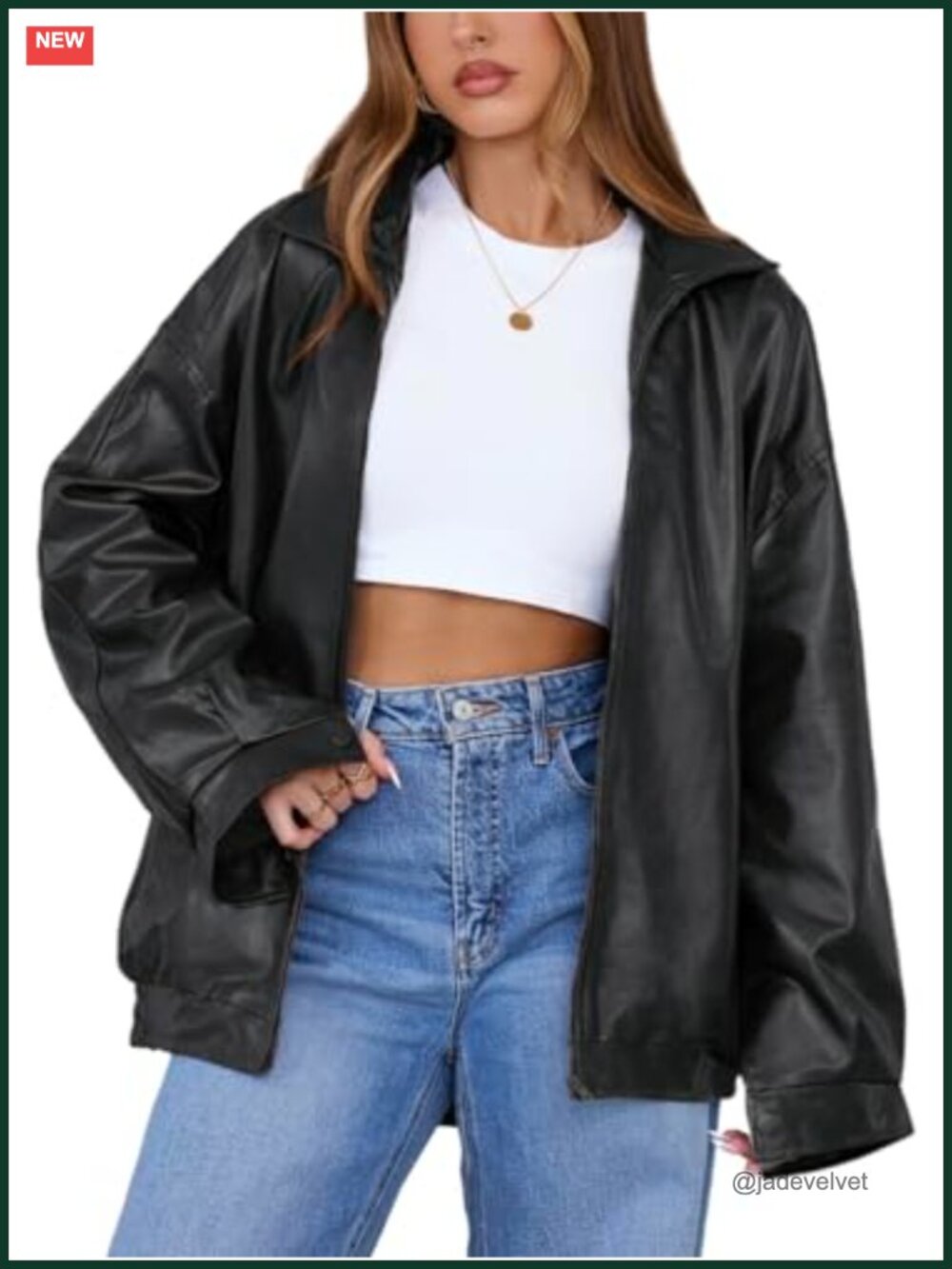 Faux Leather Oversized Motorcycle Bomber Jacket Womens Moto Fall Winter Coat